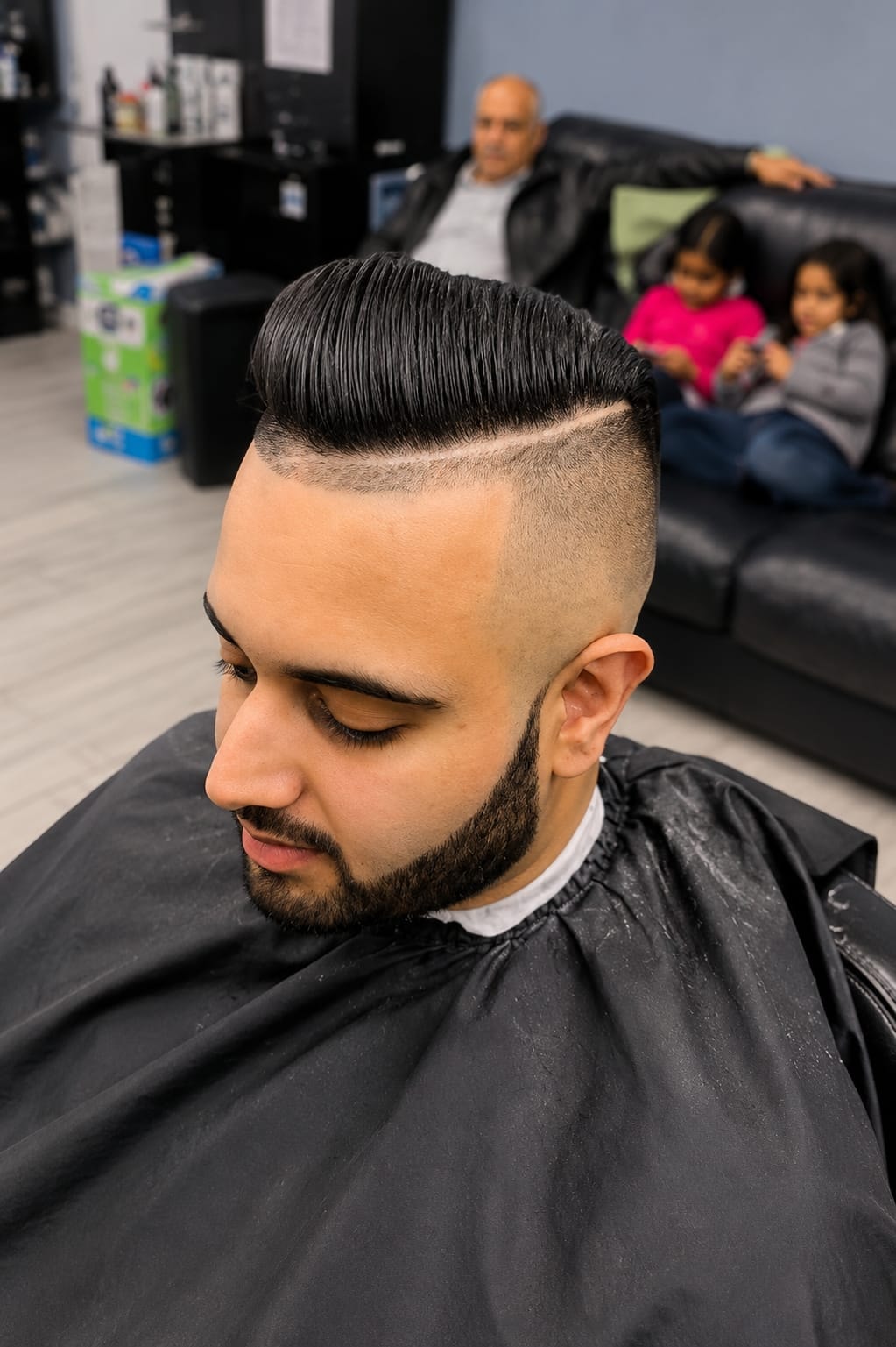 Skin fade with beard grooming